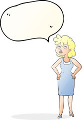 freehand drawn speech bubble cartoon annoyed woman