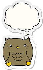 Obraz premium cartoon owl with thought bubble as a printed sticker