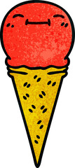 hand drawn quirky cartoon happy ice cream