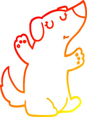 warm gradient line drawing of a cartoon dog
