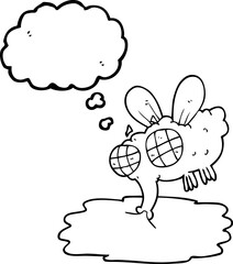 freehand drawn thought bubble cartoon gross fly