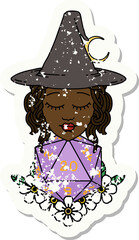 Retro Tattoo Style human witch with natural twenty dice roll