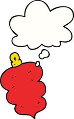 cartoon christmas bauble with thought bubble