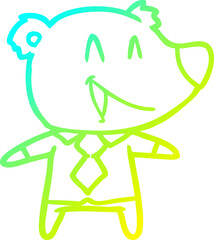 cold gradient line drawing of a cartoon bear in shirt and tie