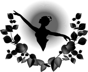 Ballerina Silhouette mit schwarzen Eukalyptus © namosh