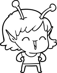 Obraz premium cartoon alien girl laughing