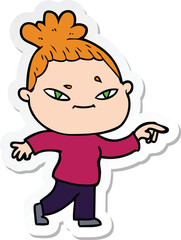 sticker of a cartoon woman