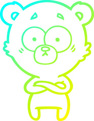Fototapeta premium cold gradient line drawing of a surprised bear cartoon
