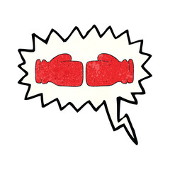 freehand speech bubble textured cartoon boxing glove