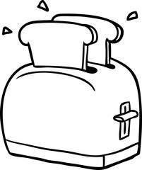 line drawing of a toaster toasting bread