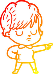 warm gradient line drawing of a cartoon woman