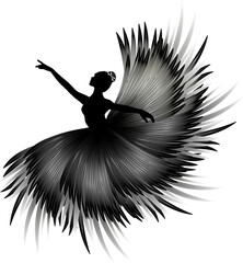 Ballerina Silhouette mit prächtigem Federkleid © namosh