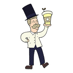 Fototapeta premium freehand drawn cartoon man with coffee cup