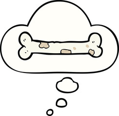cartoon bone with thought bubble