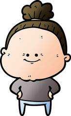 cartoon happy old woman