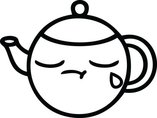 Obraz premium line drawing cartoon of a teapot