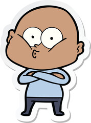 sticker of a cartoon bald man staring