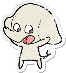 distressed sticker of a cute cartoon elephant