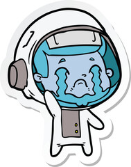 sticker of a cartoon crying astronaut