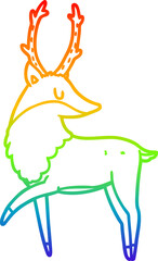 rainbow gradient line drawing of a cartoon stag