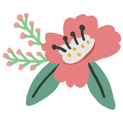 flower oilpaint or acrylic style with picture pink flower chaba