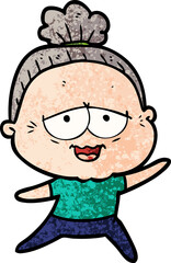 cartoon happy old lady
