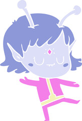 flat color style cartoon alien girl