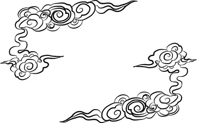 Chinese cloud vector for coloring book and printing on white background.Traditional Japanese culture element for tattoo design and idea.
