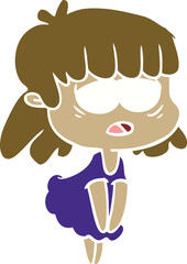 flat color style cartoon tired woman