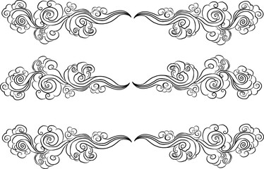 Chinese cloud vector for coloring book and printing on white background.Traditional Japanese culture element for tattoo design and idea.