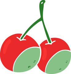  flat color style cartoon cherries