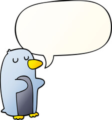 cartoon penguin with speech bubble in smooth gradient style