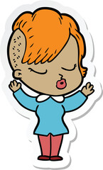 Obraz premium sticker of a cartoon pretty hipster girl