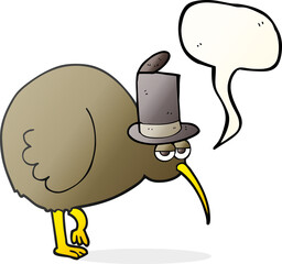 freehand drawn speech bubble cartoon kiwi bird