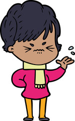 cartoon frustrated woman