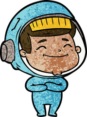 happy cartoon astronaut