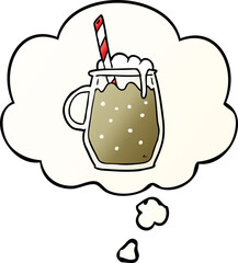 cartoon root beer with thought bubble in smooth gradient style