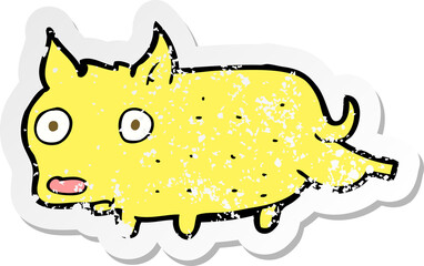 retro distressed sticker of a cartoon little dog cocking leg