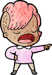 cartoon cool hipster girl talking