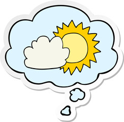 cartoon weather with thought bubble as a printed sticker