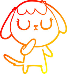 warm gradient line drawing of a cute cartoon dog