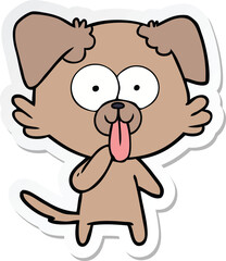 sticker of a cartoon dog with tongue sticking out