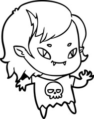 cartoon friendly vampire girl waving