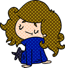 cartoon illustration of a cute kawaii girl