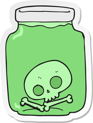 sticker of a cartoon jar with skull