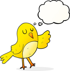 freehand drawn thought bubble cartoon bird