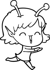 cartoon alien girl laughing