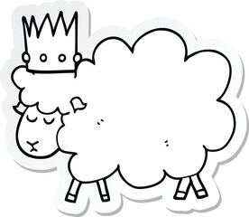 sticker of a cartoon sheep wearing crown