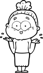 cartoon happy old woman