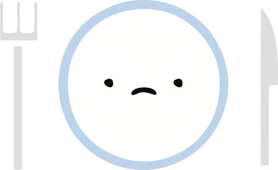 flat color retro cartoon of a dinner plate